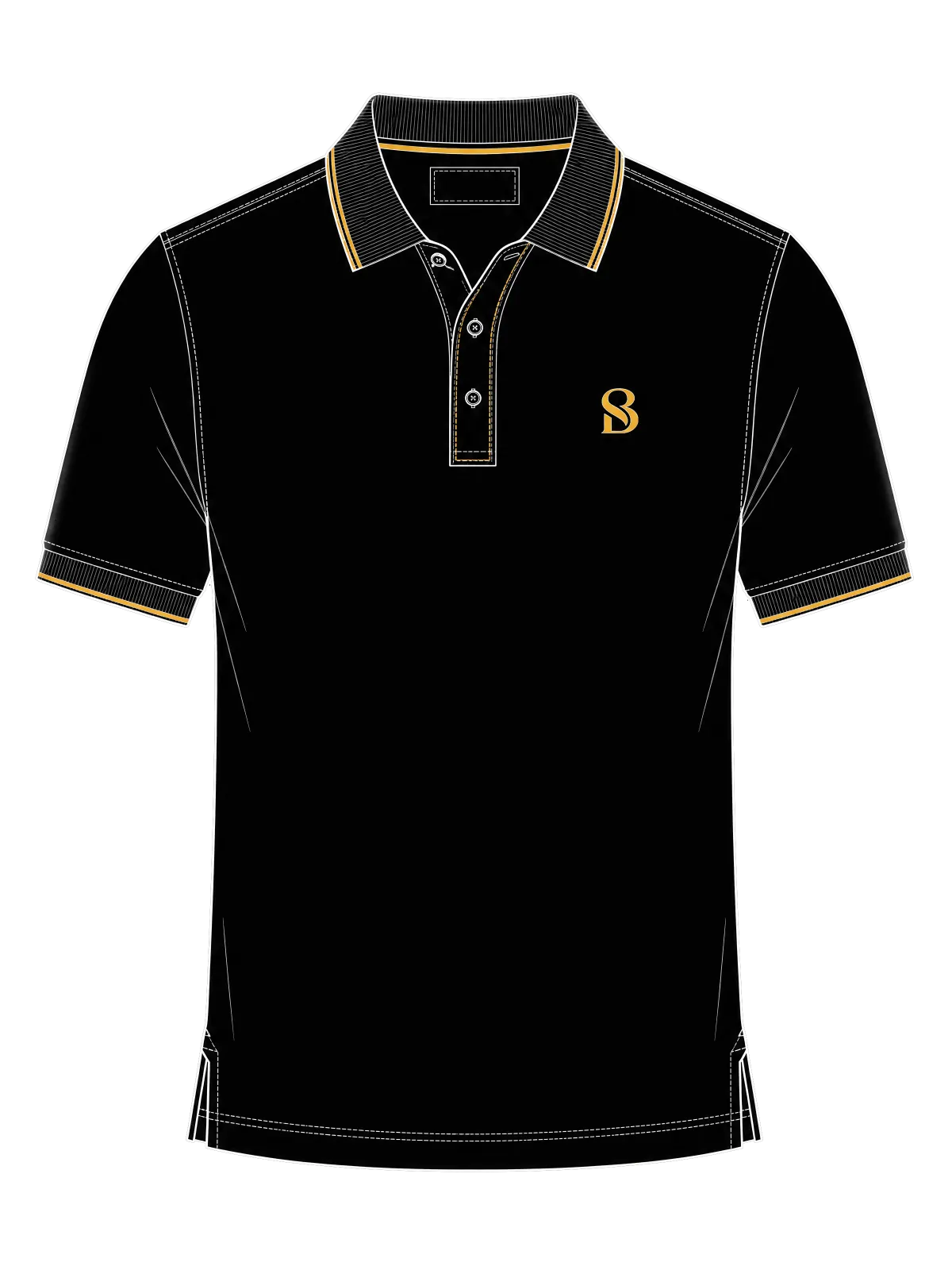 Technische tekening van een polo met logo